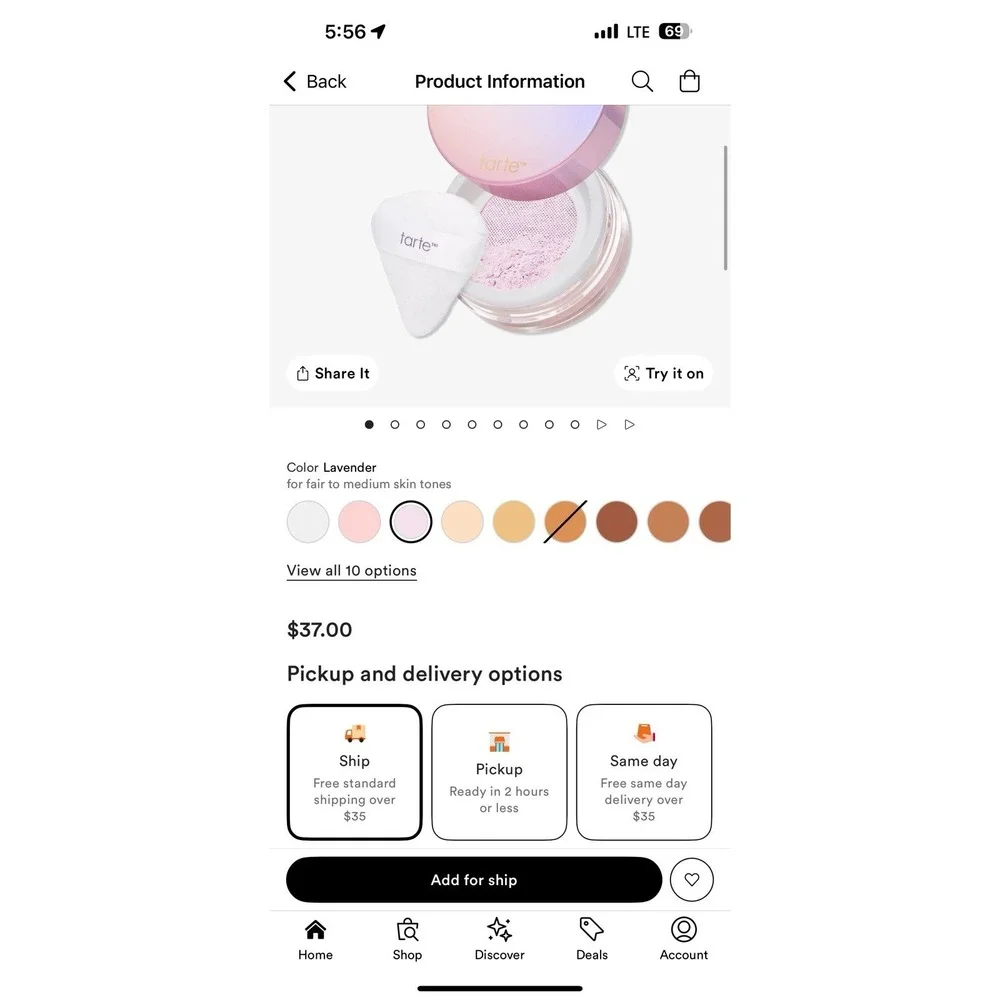 Tarte Creaseless Loose Setting Powder Translucent Yellow Full Size New In Box .2 - Picture 5 of 5